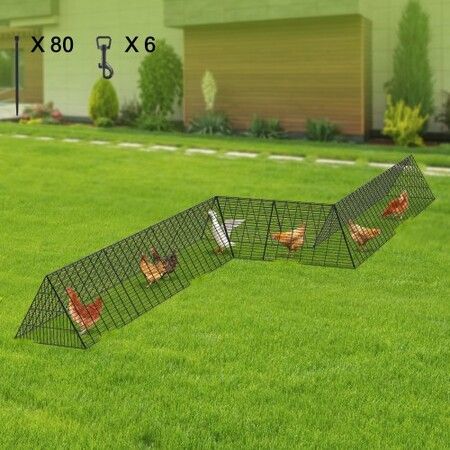 Chicken Tunnels, 729 x 200 x 61.5cm(LxWxH) Chicken Tunnels for Yard, Portable Chicken Tunnels for Outside with Corner Frames, 2 Sets, Suitable for Chickens, Ducks, Rabbits