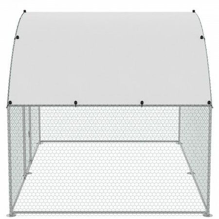 Chicken Coop, 9.8x6.5x6.5ft Walk-in Large Metal Chicken Run for Yard with Waterproof Cover, Doom Roof Hen House with Security Lock for Outdoor and Backyard, Farm, Duck Rabbit Cage Poultry Pen