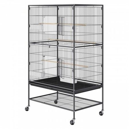 52 inch Standing Large Bird Cage, Carbon Steel Flight Bird Cage for Parakeets, Cockatiels, Parrots, Macaw with Rolling Stand and Tray