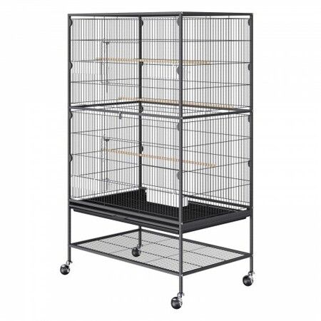 52 inch Standing Large Bird Cage, Carbon Steel Flight Bird Cage for Parakeets, Cockatiels, Parrots, Macaw with Rolling Stand and Tray