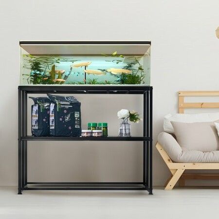 Aquarium Stand, 40 Gallon Fish Tank Stand, 36.5 x 18.5 x 29.5 in Steel Turtle Tank Stand, 335 lbs Load Capacity, Reptile Tank Stand with Storage, Hardware Kit, and Non-slip Feet, Black