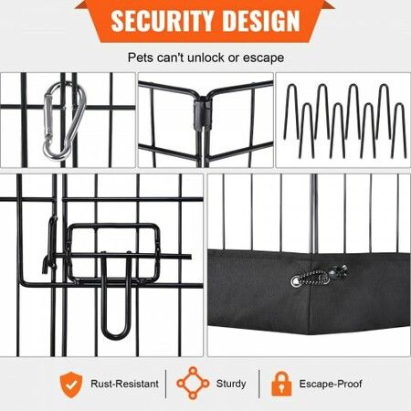 Dog Playpen, 8 Panels Foldable Metal Dog Exercise Pen with Bottom Pad, 24" H Pet Fence Puppy Crate Kennel with Ground Stakes, Indoor Outdoor Dog Pen for Small Medium Pets, for Camping, Yard