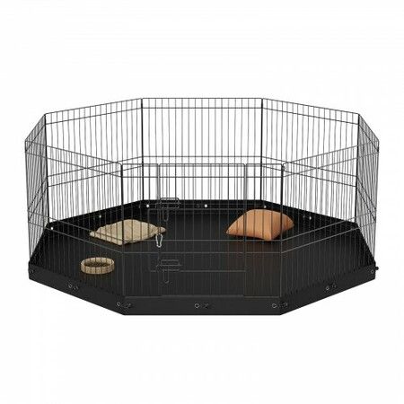 Dog Playpen, 8 Panels Foldable Metal Dog Exercise Pen with Bottom Pad, 24" H Pet Fence Puppy Crate Kennel with Ground Stakes, Indoor Outdoor Dog Pen for Small Medium Pets, for Camping, Yard