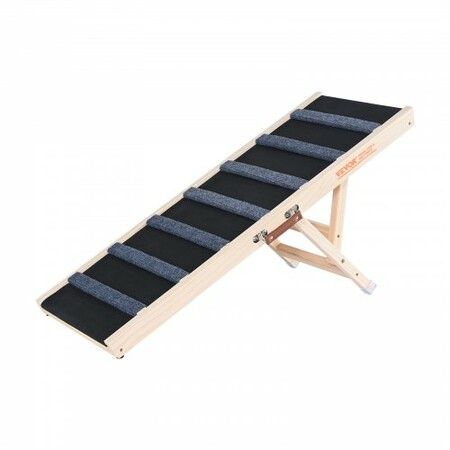 Dog Ramp, Folding Pet Ramp for Bed, Adjustable Dog Ramp for Small, Large, Old Dogs & Cats, Wooden Pet Ramp with 39.3" Long Ramp, Adjustable from 15" to 22", Suitable for Couch, Sofa, Car