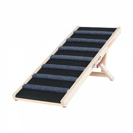 Dog Ramp, Folding Pet Ramp for Bed, Adjustable Dog Ramp for Small, Large, Old Dogs & Cats, Wooden Pet Ramp with 39.3" Long Ramp, Adjustable from 15" to 22", Suitable for Couch, Sofa, Car