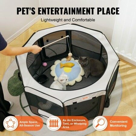 Foldable Pet Playpen, 46 inch Portable Dog Playpen, Crate Kennel for Puppy, Dog, Cat, Premium Waterproof 600D Oxford Cloth, Removable Zipper, for Indoor Outdoor Travel Camping Use (Octagon, L)