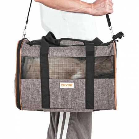 Cat Carrier with Wheels Airline Approved Rolling Pet Carrier 22 lbs Grey