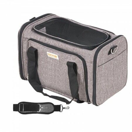 Cat Carrier with Wheels Airline Approved Rolling Pet Carrier 25 lbs Grey