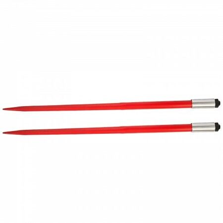 Pair Hay Spear 49" Bale Spear 3000 lbs Capacity, Bale Spike Quick Attach Square Hay Bale Spears 1 3/4", Red Coated Bale Forks, Bale Hay Spike with Hex Nut & Sleeve for Buckets Tractors Loaders