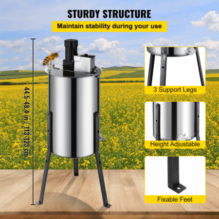 3/6 Frame Electric Honey Extractor Beekeeping Stainless Steel W/ 3 Legs