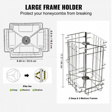 Manual Honey Extractor, 2/4 Frames Honey Spinner Extractor, Stainless Steel Beekeeping Extraction, Honeycomb Drum Spinner with Lid, Apiary Centrifuge Equipment with Height Adjustable Stand