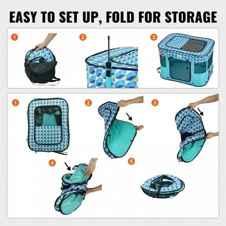 Foldable Pet Playpen, 32'' x 24'' x 22'' Portable Dog Playpen, Crate Kennel for Puppy, Dog, Cat, Waterproof 600D Oxford Cloth, Removable Zipper, for Indoor Outdoor Travel Camping (Rectangle, S)