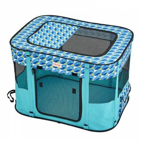 Foldable Pet Playpen, 32'' x 24'' x 22'' Portable Dog Playpen, Crate Kennel for Puppy, Dog, Cat, Waterproof 600D Oxford Cloth, Removable Zipper, for Indoor Outdoor Travel Camping (Rectangle, S)