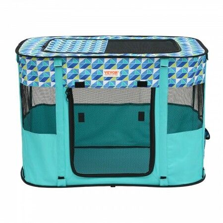 Foldable Pet Playpen, 32'' x 24'' x 22'' Portable Dog Playpen, Crate Kennel for Puppy, Dog, Cat, Waterproof 600D Oxford Cloth, Removable Zipper, for Indoor Outdoor Travel Camping (Rectangle, S)