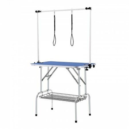 Pet Grooming Table Two Arms with Clamp, 915 x 610mm Dog Grooming Station, Foldable Pets Grooming Stand for Medium and Small Dogs, Free Two No Sit Haunch Holder with Grooming Loop, Bearing 150kg