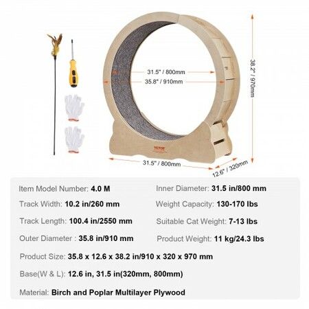 Cat Exercise Wheel Large Cat Treadmill Wheel for Indoor Cats 35.8 inch