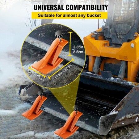 2pcs Tractor Bucket Protector Ski Edge Tamer Protector Snow Removal Orange