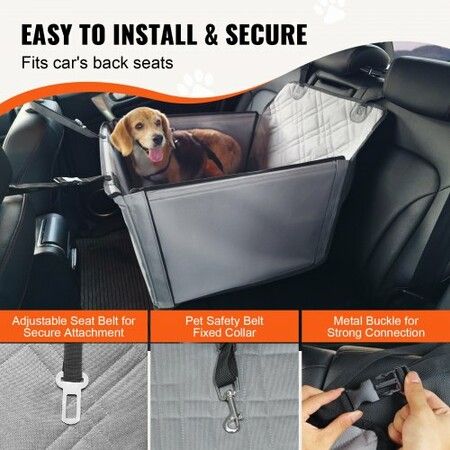 Dog Booster Car Seat Pet Car Seat for S M L Dogs up to 22 kg Gray