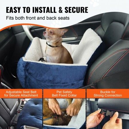 Dog Booster Car Seat Pet Car Seat for Small Dog up to 9.1 kg Blue+Gray