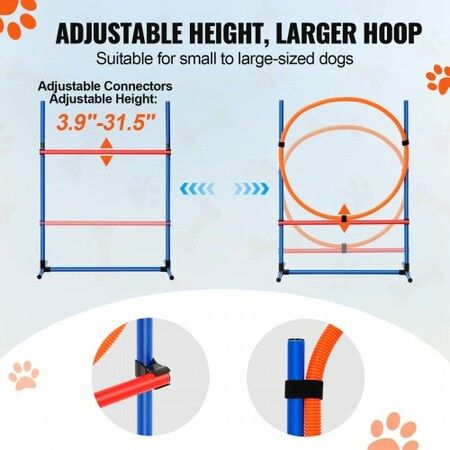 Dog Agility Training Equipment 4 PCS Set with Hurdles Jump Ring Pause Box