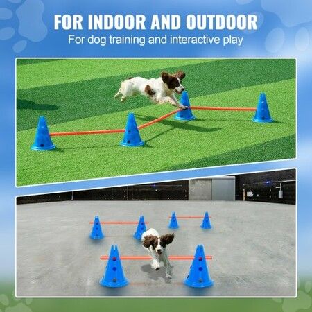 Dog Agility Hurdle Cone Set 6 PCS Kit-12 xCones 6 xAgility Rods with Bag