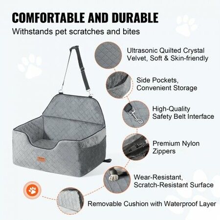 Dog Booster Car Seat Pet Car Seat for Medium Large Dog up to 24.9 kg Gray