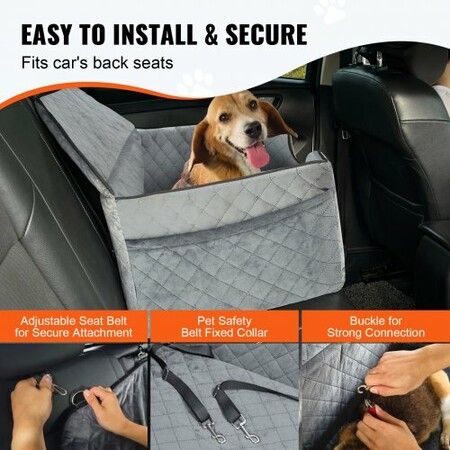 Dog Booster Car Seat Pet Car Seat for Medium Large Dog up to 24.9 kg Gray