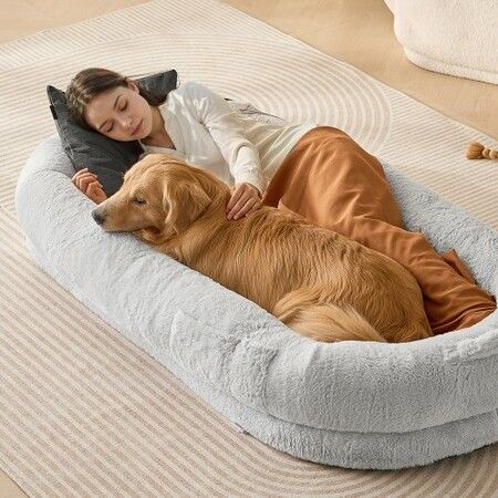 Human Dog Bed 1720x890x250 mm Human Size Dog Bed Washable Faux Rabbit Fur