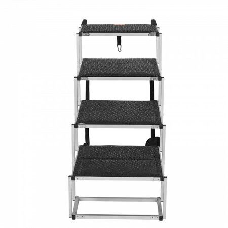 Dog Stair for Cars 4-step Folding Dog Steps Aluminum Loads up to 250 lbs, Foldable 26.8-34.8 in Adjustable Height