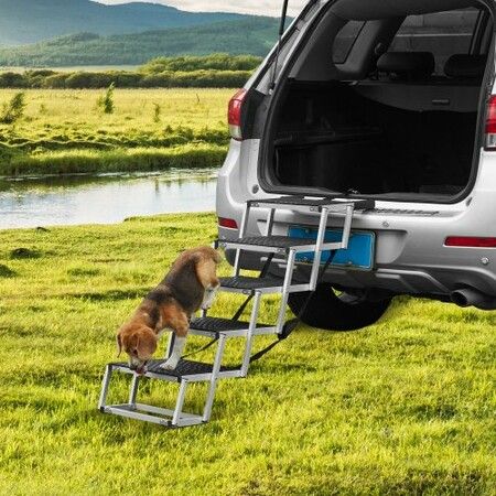 Dog Stair for Cars 5-step Folding Dog Steps Aluminum Loads up to 150 lbs, Foldable 30.3-31.9in Adjustable Height