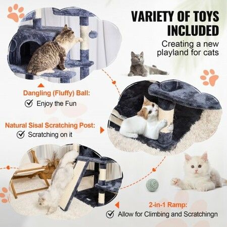 Cat Tree 174 cm Cat Tower for Indoor Cats with Cat Condos Scratching Post