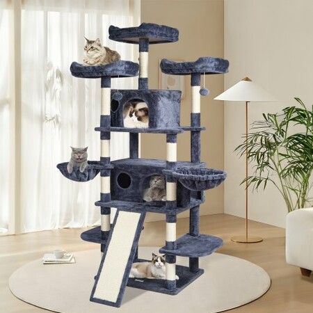 Cat Tree 174 cm Cat Tower for Indoor Cats with Cat Condos Scratching Post