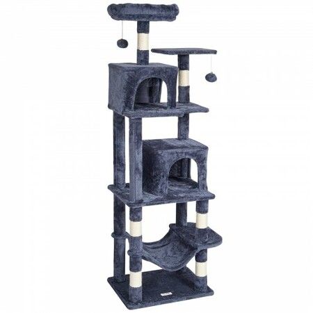 Cat Tree 160 cm Cat Tower with 2 Cat Condos Scratching Post Light Grey