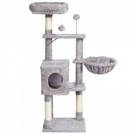 Cat Tree 115 cm Cat Tower with Cat Condo Sisal Scratching Post Light Grey