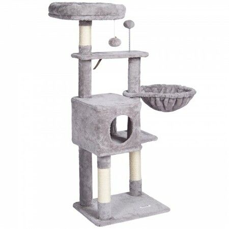 Cat Tree 115 cm Cat Tower with Cat Condo Sisal Scratching Post Light Grey