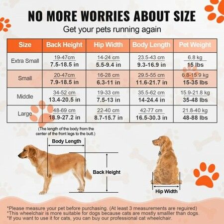 2 Wheels Dog Wheelchair for Back Legs, Pet Wheelchair Lightweight & Adjustable Assisting in Healing,  Dog Cart/Wheelchair for Injured, Disabled, Paralysis, Hind Limb Weak Pet(S)