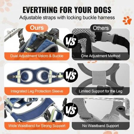 2 Wheels Dog Wheelchair for Back Legs, Pet Wheelchair Lightweight & Adjustable Assisting in Healing,  Dog Cart/Wheelchair for Injured, Disabled, Paralysis, Hind Limb Weak Pet(S)