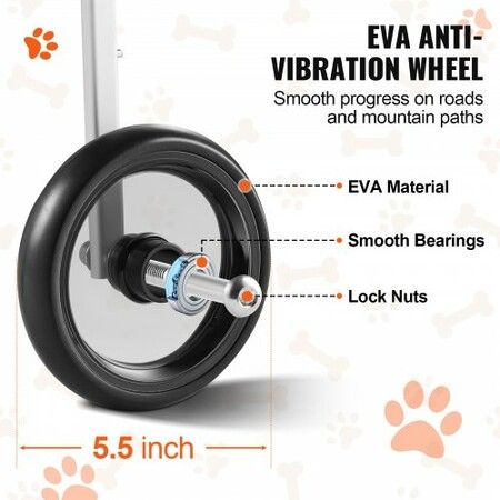 2 Wheels Dog Wheelchair for Back Legs, Pet Wheelchair Lightweight & Adjustable Assisting in Healing,  Dog Cart/Wheelchair for Injured, Disabled, Paralysis, Hind Limb Weak Pet(S)