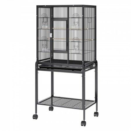 54 inch Standing Large Bird Cage, Carbon Steel Flight Bird Cage for Parakeets, Cockatiels, Parrots, Macaw with Rolling Stand and Tray