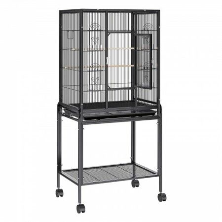 54 inch Standing Large Bird Cage, Carbon Steel Flight Bird Cage for Parakeets, Cockatiels, Parrots, Macaw with Rolling Stand and Tray