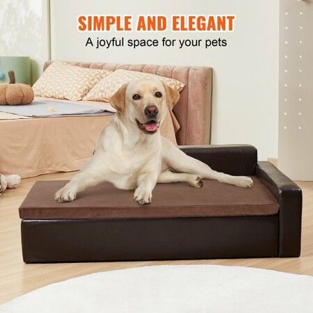 Pet Sofa, Dog Couch for Large-Sized Dogs and Cats,  40 x 23 x 13 inch, Soft Leather Dog Sofa Bed, 50 kg Loading Cat Sofa, Black