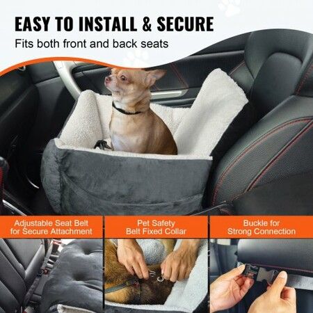 Dog Booster Car Seat Pet Car Seat for Small Dog up to 9.1 kg Dark Gray