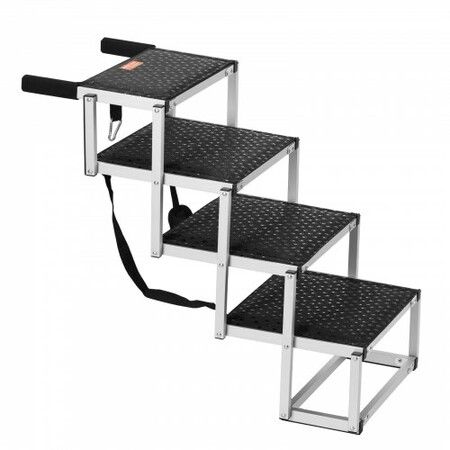 Dog Stair for Cars 4-step Folding Dog Steps Aluminum Loads up to 150 lbs, Foldable 24-25.4 in Adjustable Height