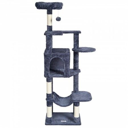 Cat Tree 154 cm Cat Tower with Cat Condo Sisal Scratching Post Dark Grey