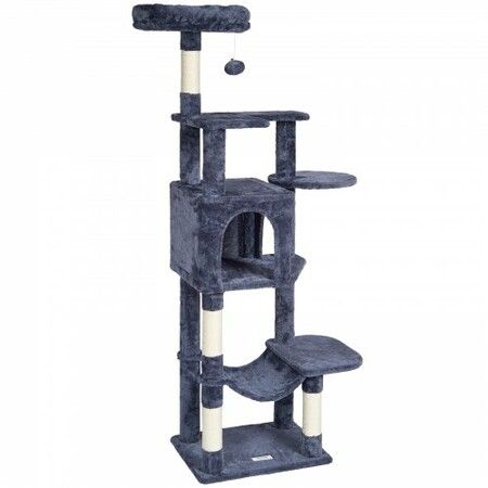 Cat Tree 154 cm Cat Tower with Cat Condo Sisal Scratching Post Dark Grey