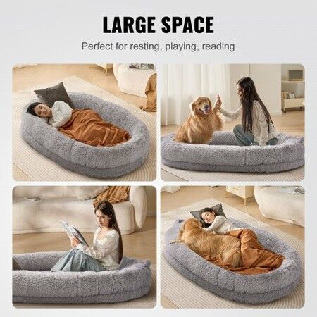 Human Dog Bed 1820x1220x250 mm Human Size Dog Bean Bed Washable PV Velvet