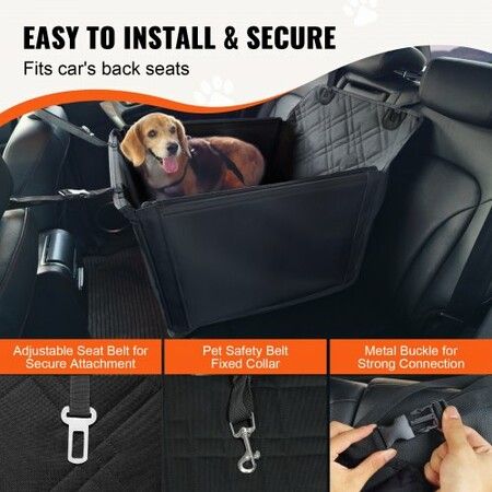 Dog Booster Car Seat Pet Car Seat for S M L Dogs up to 18.1 kg Black