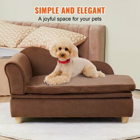 Pet Sofa, Dog Couch for Medium-Sized Dogs and Cats, 30x18x16 inch Soft Velvety Dog Sofa Bed, 37kg Loading Cat Sofa, Dark Brown