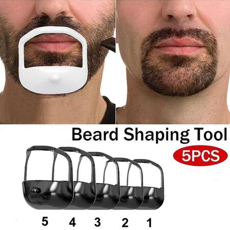 5PCS Men Tool Template Guide Design Mustache Beard Goatee Shaving Shaper Style Beard Comb Perfect Shape Transparent Styling