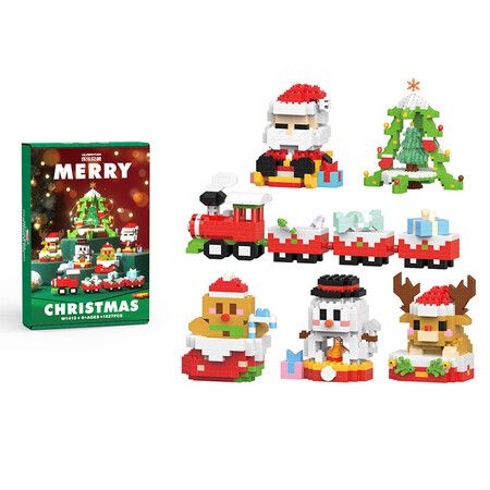 6 In 1 Christmas Building Bricks Set Kid Compatible Christmas Decor with Santa  Snowman Gingerbread Man and Elk Figures